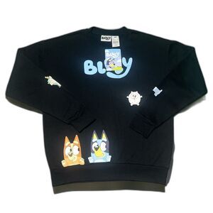 Bluey Sweatshirt Unisex Adult Medium Black Crewneck Bingo Disney NWT